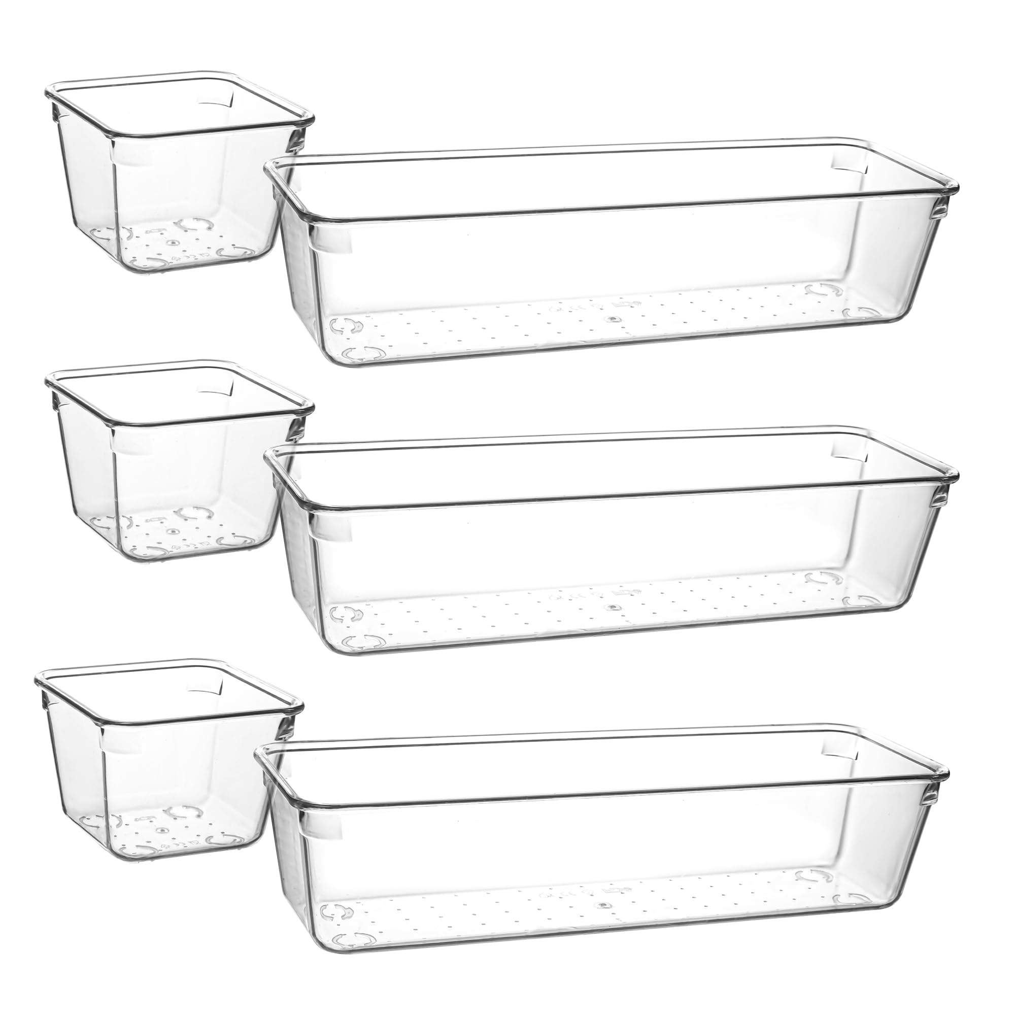 Edsjegn 6Pcs Drawer Organizers, 2-Size Plastic Desk Drawer Organizer Trays Organizer Bins for Bathroom,Makeup,Kitchen,Utensils,Jewelries and Office Drawer