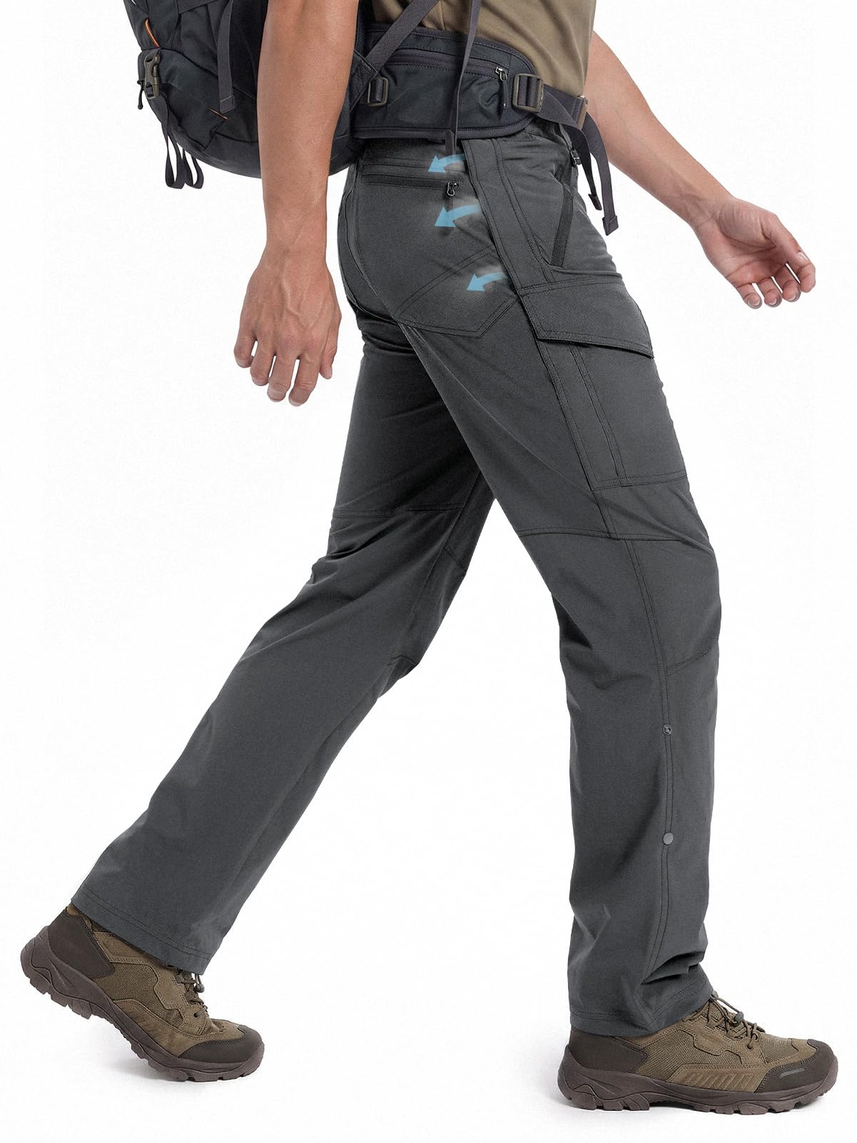 Moosehill Hiking Pants Men Breathable: Mesh Vents Lightweight Quick Dry Water Resistant Stretch 6 Pockets for Outdoor Hikers
