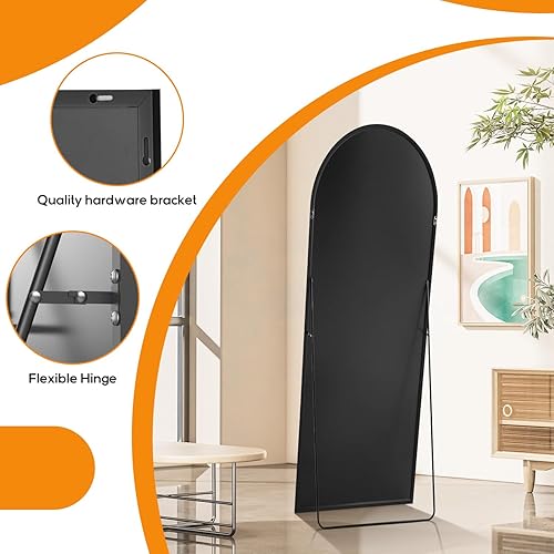 Miniatura 6 de Espejo arqueado de longitud completa, espejos de pared de cuerpo mejorado de 21 x 64 pulgadas con vidrio inastillable, para colocar de pie, colgar o