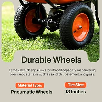 SuperHandy Wheelbarrow Utility Cart Electric 24V DC 330lbs Max Load Barrel Dump Material Debris Hauler