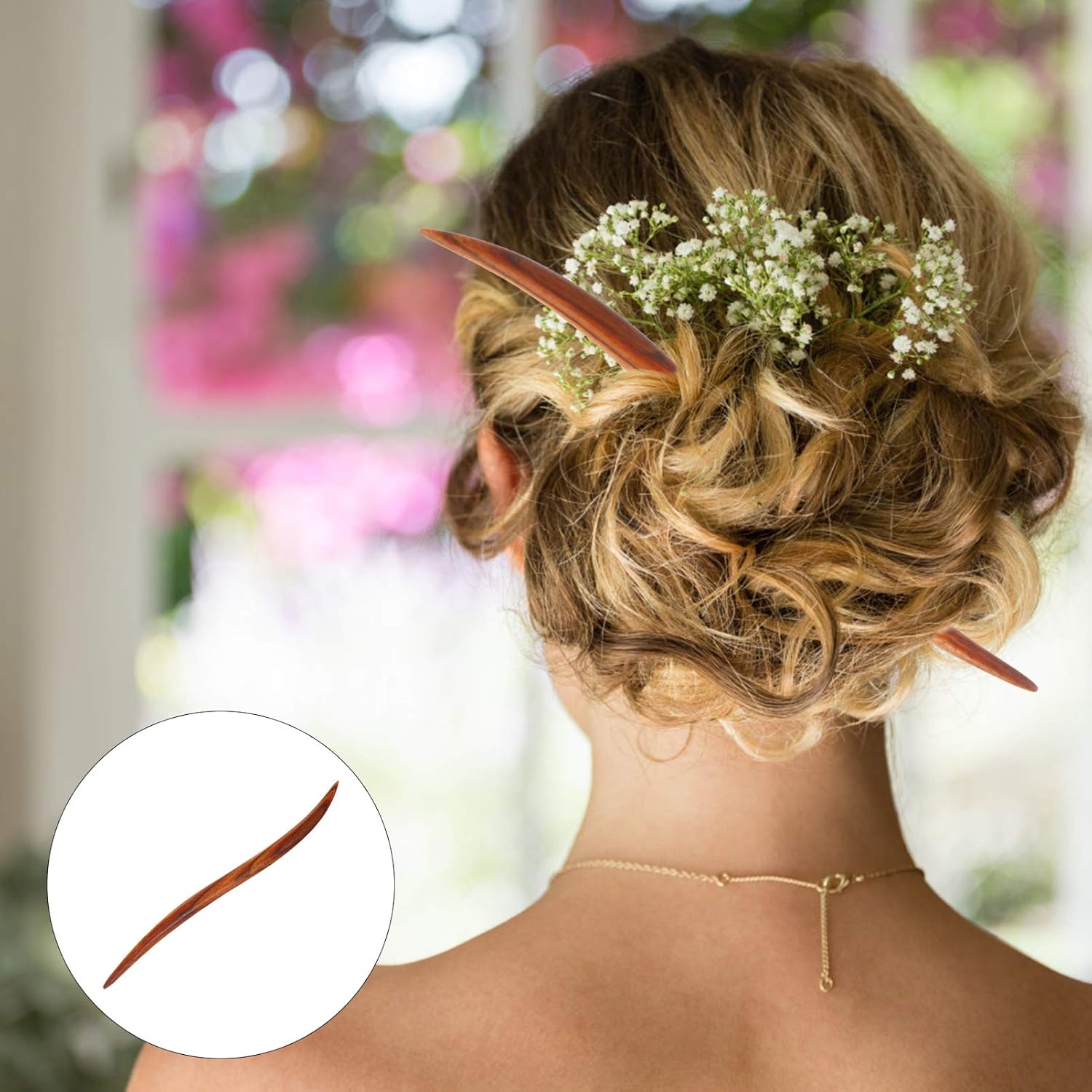 Lurrose Red Wood Hair Stick Retro Chinese Hair Chopsticks Wooden Hairpin Hanfu Japanese Costume Hair Making Accessories for Women Girls Decorative Hair Diy Supplies - Image 4