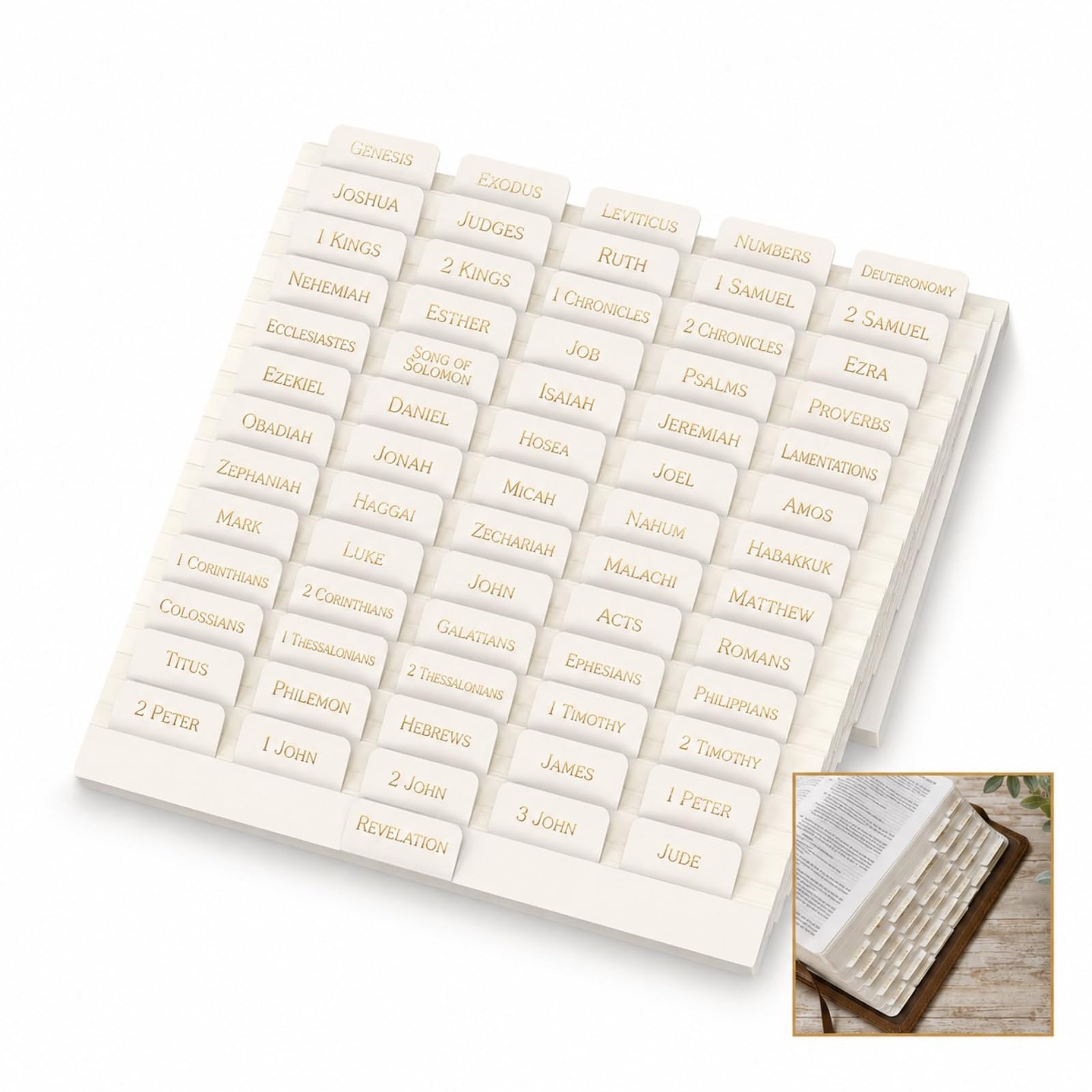 90 Pack Gold Foil Laminated Bible Journaling Tabs with Alignment Guide