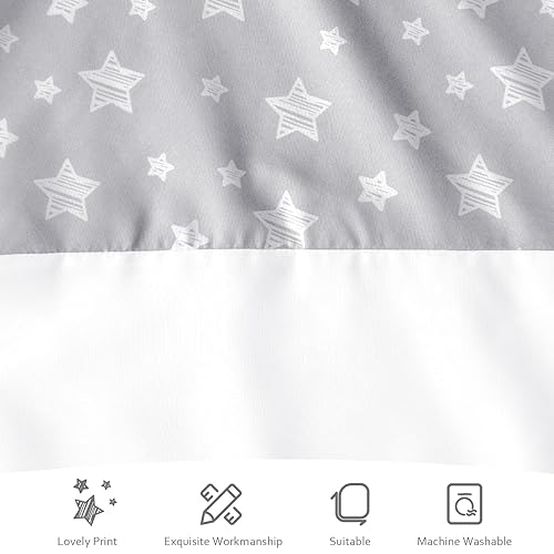 Miniatura 3 de Falda de cuna para niño y niña, plisada con volantes y polvo, lavable a máquina, 14 pulgadas de caída, falda de cama para cuna gris con estrella