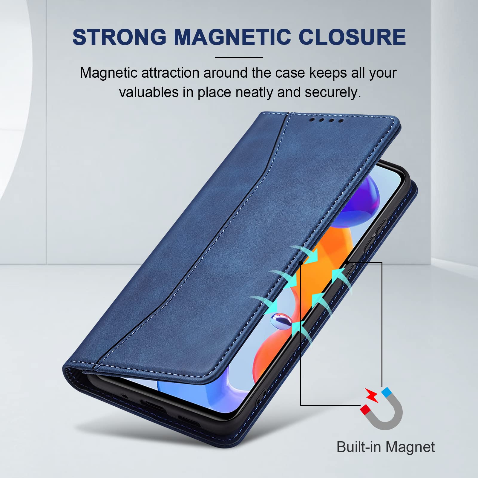 Cover In Pelle Per Xiaomi Redmi Note 11 / 11S – Portafoglio Con Slot Per Carte, Chiusura Magnetica, Viola Scuro - 2