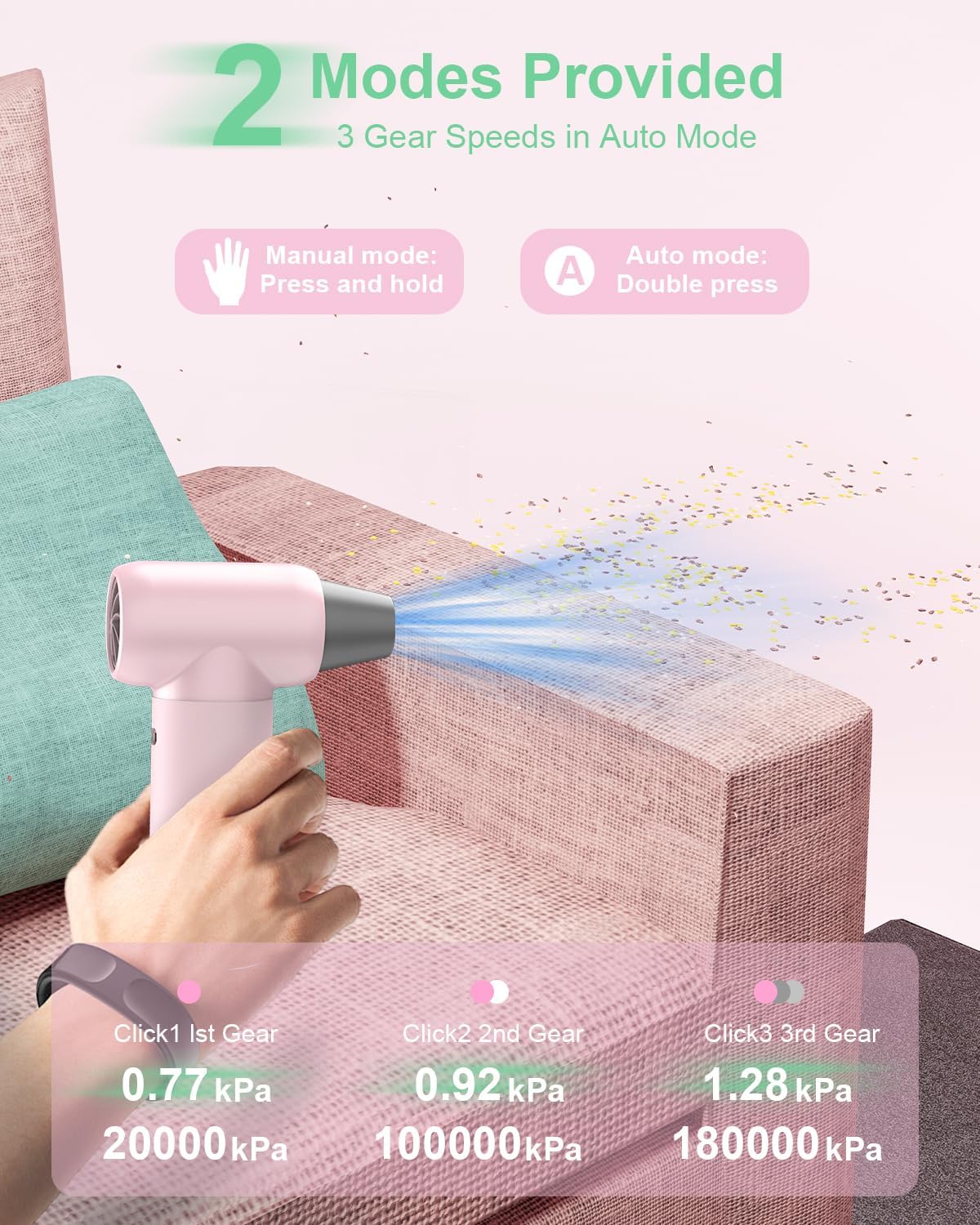 Soplador de Polvo Eléctrico, Plumero de Aire Comprimido Ajuste de 3 Velocidades Eléctrico Plumero de Aire Eléctrico Portátil Soplador Aire Comprimido para Laptop Teclado Coche