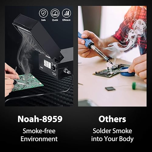 Miniatura 2 de Estación de soldador con extractor de humos, estación de soldadura de 80 W, soldador de 60 W, absorbente de humo, cable de soldadura, iluminación