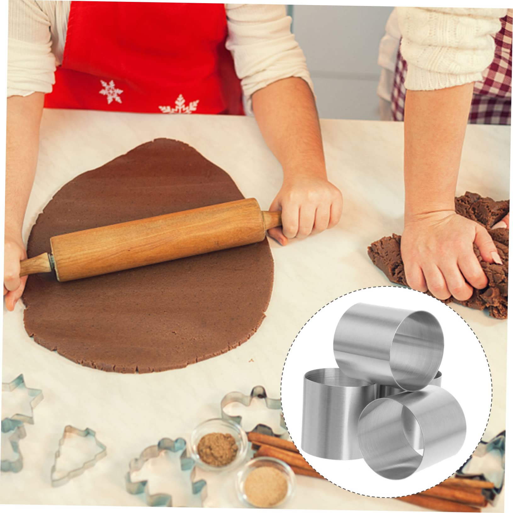 Molde Redondo para Mini Postres, 8 Piezas de Acero Inoxidable