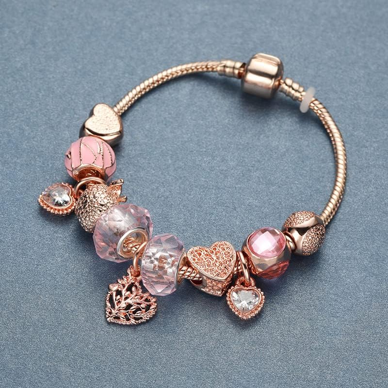 Miniatura 3 de Pulsera de árbol de la vida, pulsera de cuentas, pulsera de amor, pulsera de bricolaje, pulsera de metal, regalo de pulsera, oro rosa, Metal,