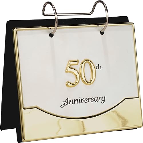 Miniatura 7 de Malden International Designs - Marco de fotos de dos tonos para boda, 50 aniversario, 4 x 6 pulgadas, doradoplateado