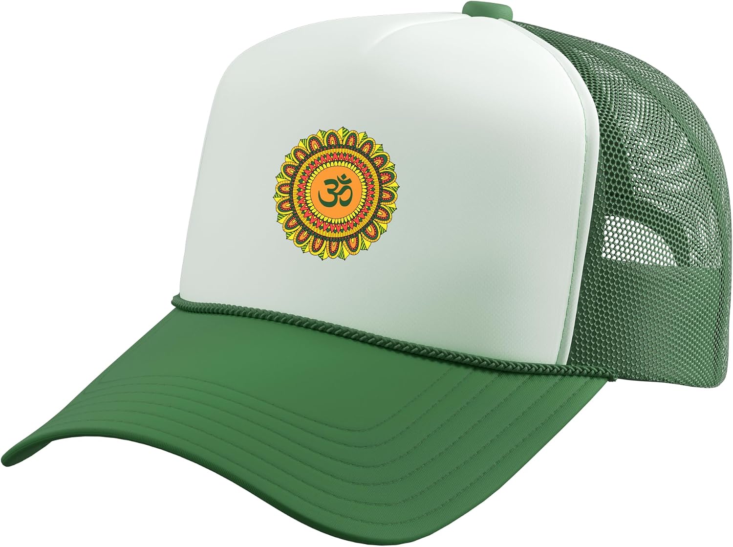 Zen Ideas Om Ohm Aum Symbol Spiritual Yoga Mandala Trucker Hat with Adjustable Mesh Back