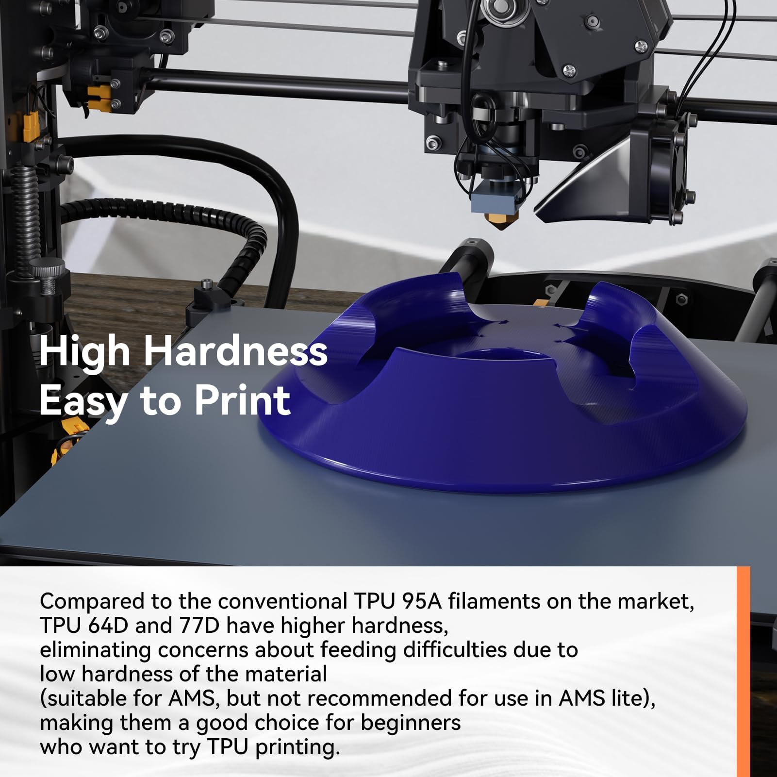 kexcelled Filamento TPU 64D Negro Pack 1,75mm 2kg | Alta Dureza, Resistencia al Desgaste, Material 3D Compatible con la Mayoría de las Impresoras FDM