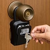 Portable Wall Mount Password Key Box, Resettable Code Safe Security Lock Box for Home, Secure and Built to Last, Black