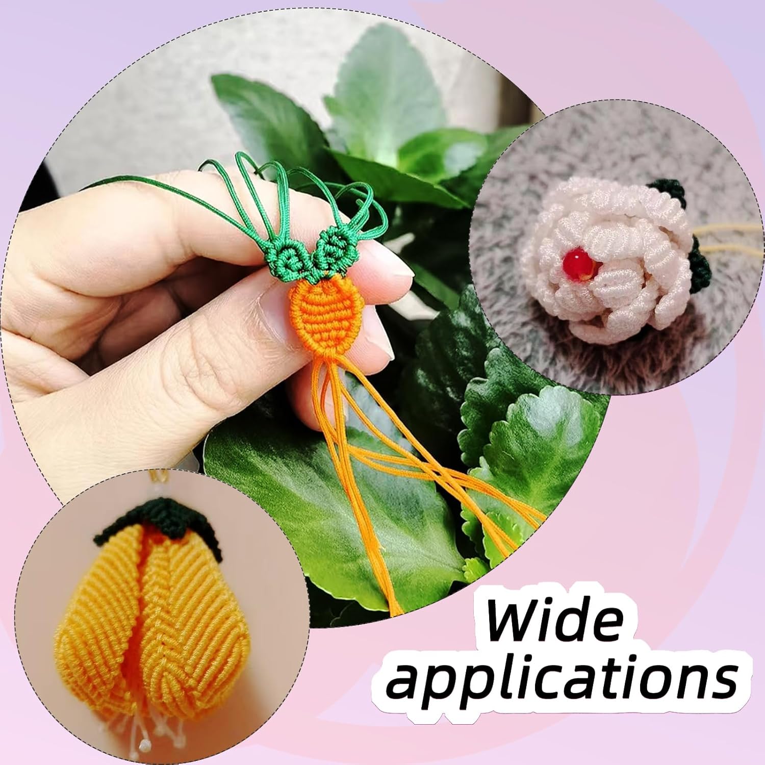 Multicolor Nylon String for Bracelets, 0.8mm Jewelry Making Supplies Bracelets Cord, 3 Rolls Nylon Thread Beads Cord Chinese Knotting Cord for Necklaces, Wind Chime, Blinds 150 Yards - Image 4