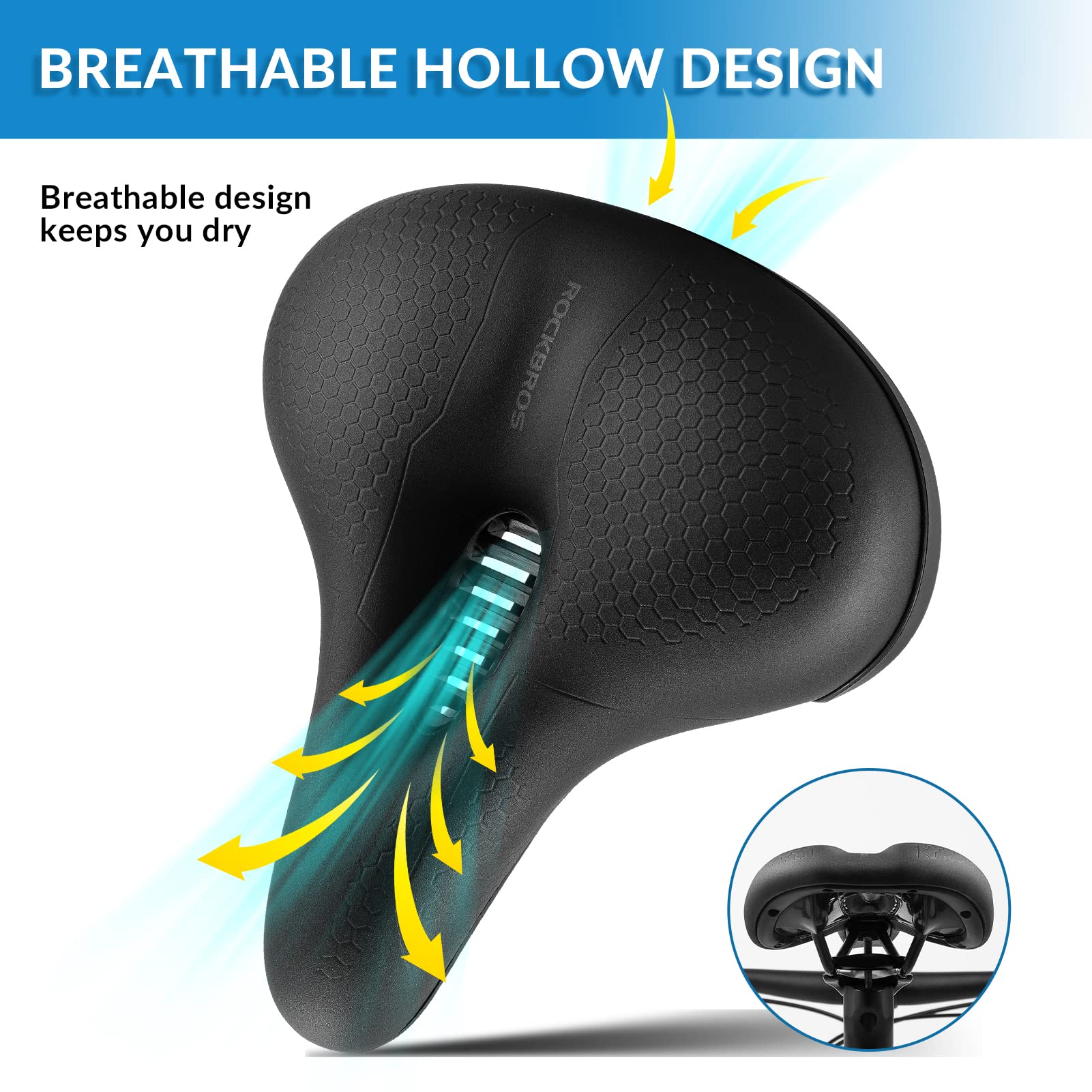 Bocchi The Rock Sella Bici RockBros Ergonomica E Comoda | Sella MTB Con Schiuma Memory Foam, Per Uomo E Donna Forcella Mtb - Foto 6