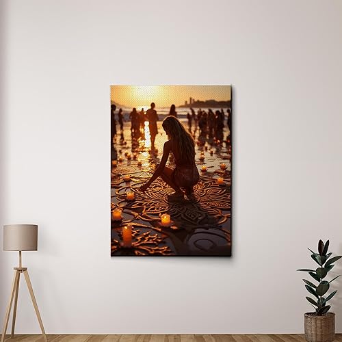 Yoga Wall Art, Canvas Prints Yoga Meditation Studio Room Decorations Tie Dye Hippie Psychedelic Poster with Frame Meditating Peace Wall Art Hanging