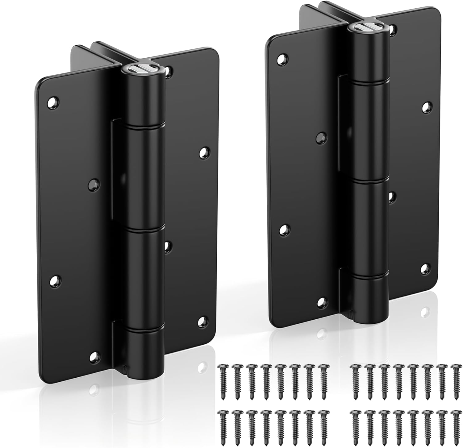 5-3/4" Adjustable Self Closing Aluminum Gate Hinges, Heavy Duty Gate Hinges for Metal Gates, Legged Door Hinges Fence Gate Hinge for Pool Gate, Aluminum Gate, 2pcs, Black