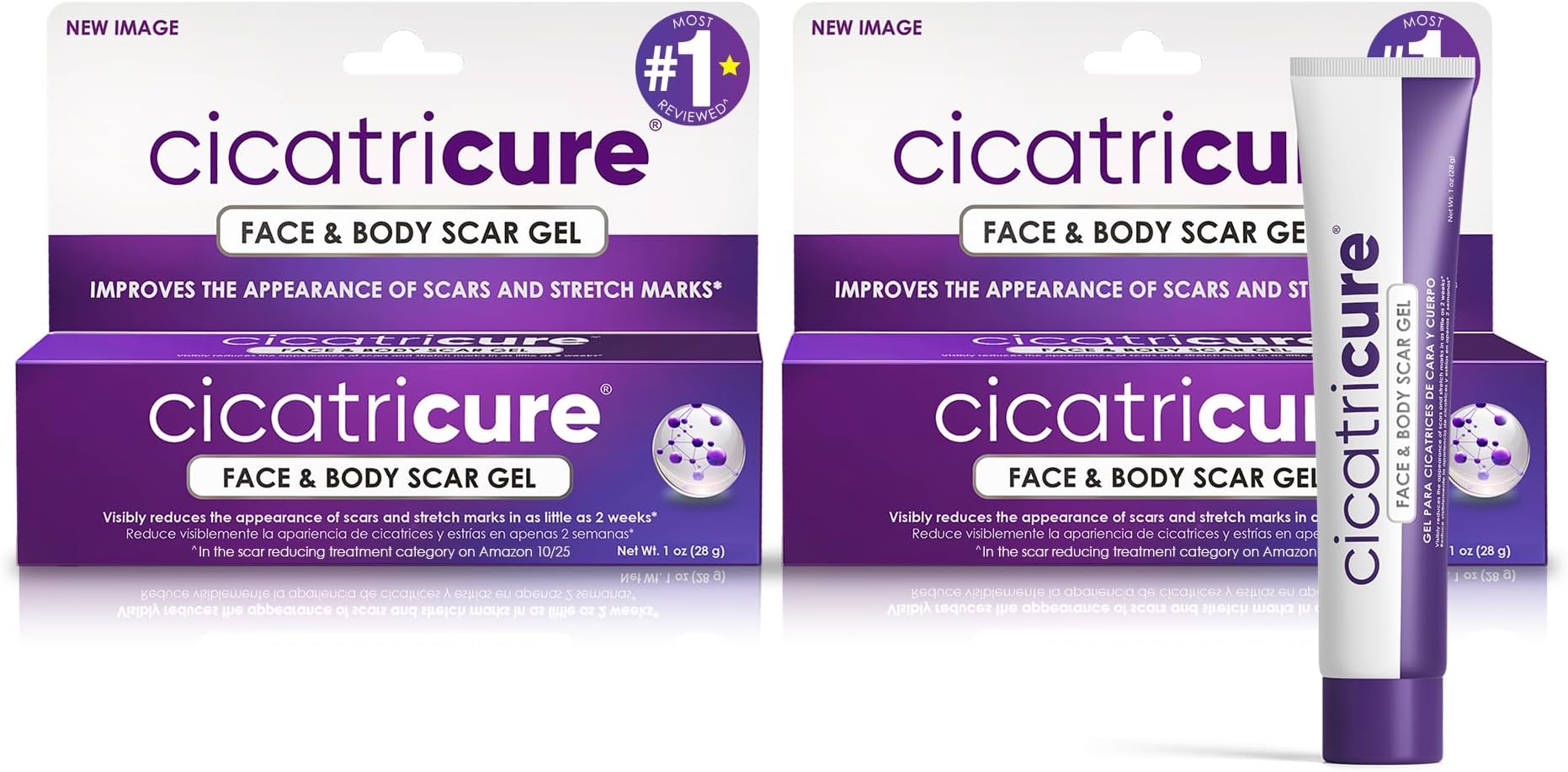 Cicatricure Advanced Scar Gel for Face & Body - Proven Results in 2 Weeks, Scar Treatment for Surgical Scars, Stretch Marks, Scars of Burns and Injuries, Acne Scar Treatment, 1 oz (28 g) - Pack of 2