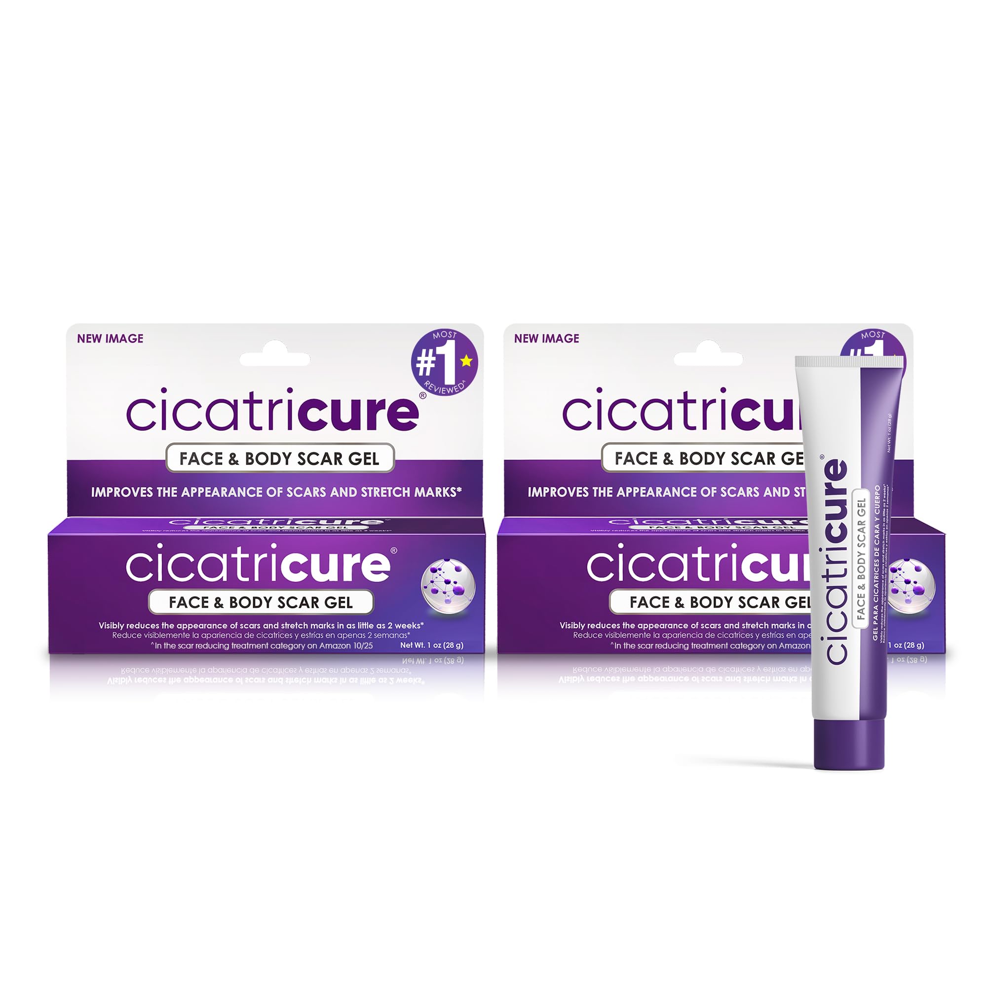 Cicatricure Advanced Scar Gel for Face & Body - Proven Results in 2 Weeks, Scar Treatment for Surgical Scars, Stretch Marks, Scars of Burns and Injuries, Acne Scar Treatment, 1 oz (28 g) - Pack of 2