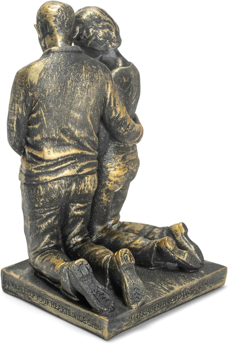 Dicksons Praying Husband and Wife 5 inch Bronzetone Figurine & It Takes Three Heart and Cross 8.5 x 9.5 Brown Pedestal Decoration, Resin Stone Table Top 2-Piece Set