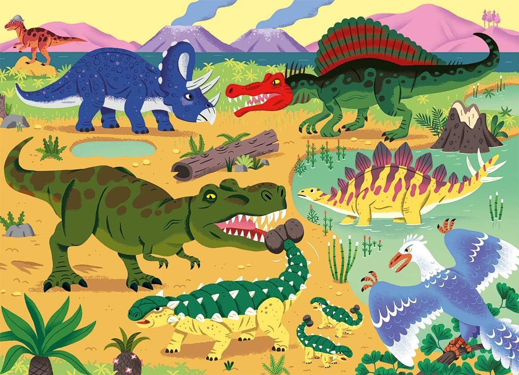 Nathan - Children's jigsaw puzzle - 60 pieces - Cretaceous dinosaurs - Girl or boy from 6 years old - High-quality puzzle - Thick and durable cardboard - Dinosaurs - 86571