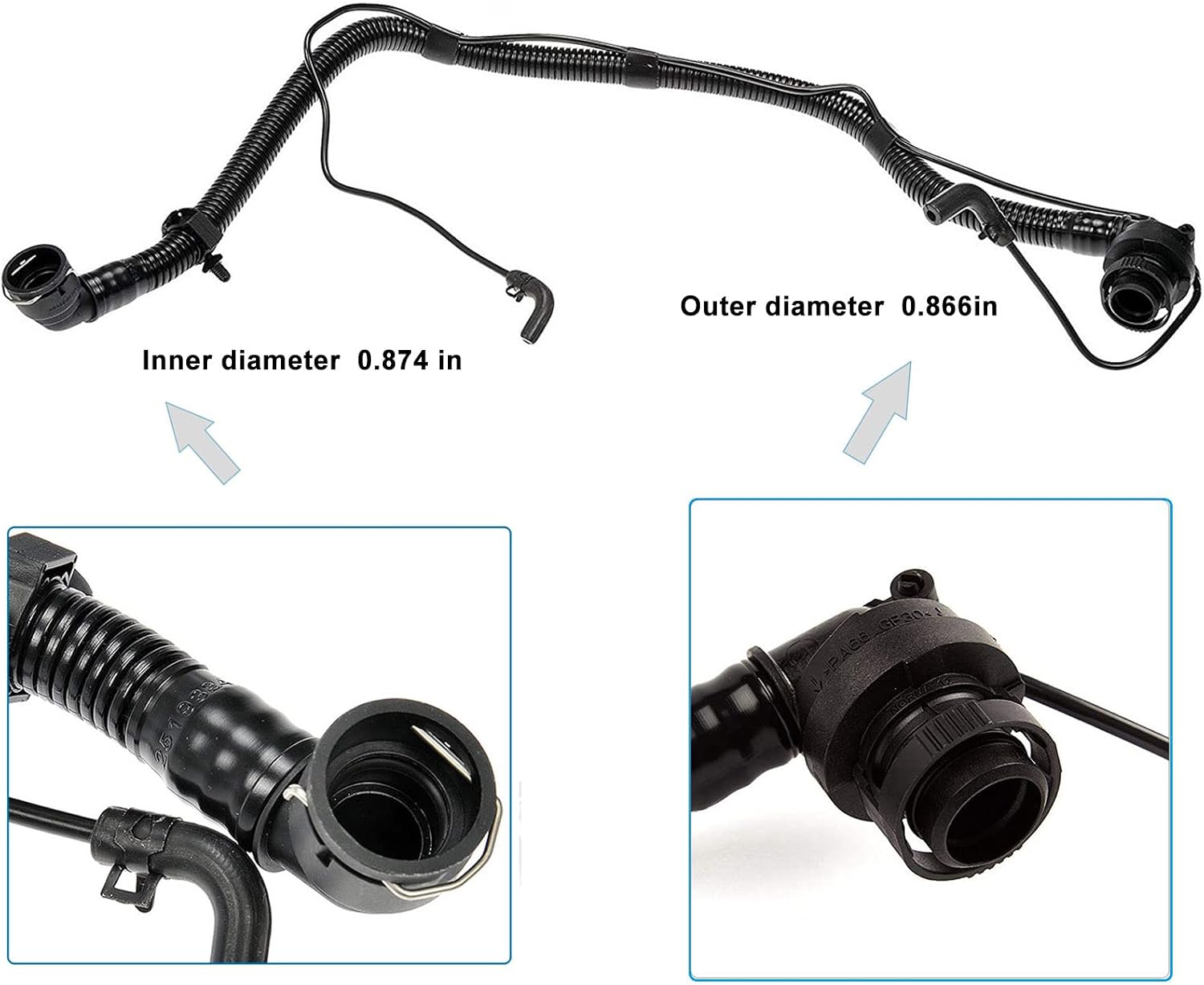 Positive Crank Ventilation (PCV) Valve Pipe with Bypass Valve Tube, Parts 25193343 Tubing for Chevrolet Sonic Trax Cruze 2011-2020
