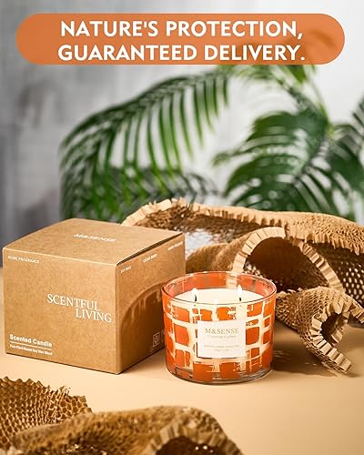 Miniatura 6 de M&SENSE Vela perfumada de caramelo con aroma a café de 3 mechas, 11.6 onzas, 60H de combustión lenta, cera de soja orgánica no tóxica de larga