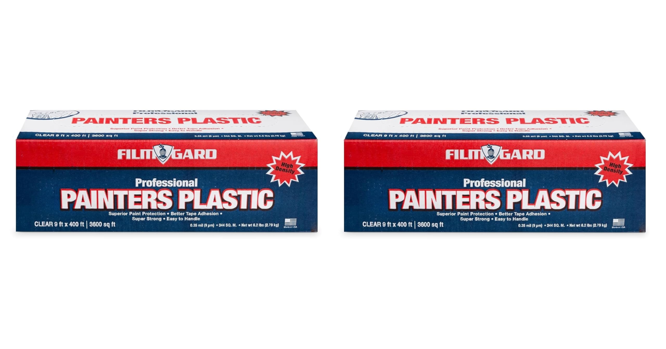 Berry Plastics 626260 Film Gard High Density Professional Painter's Plastic, 400' Length x 9' Width x 0.35 mil Thick, Clear | Pack of 2