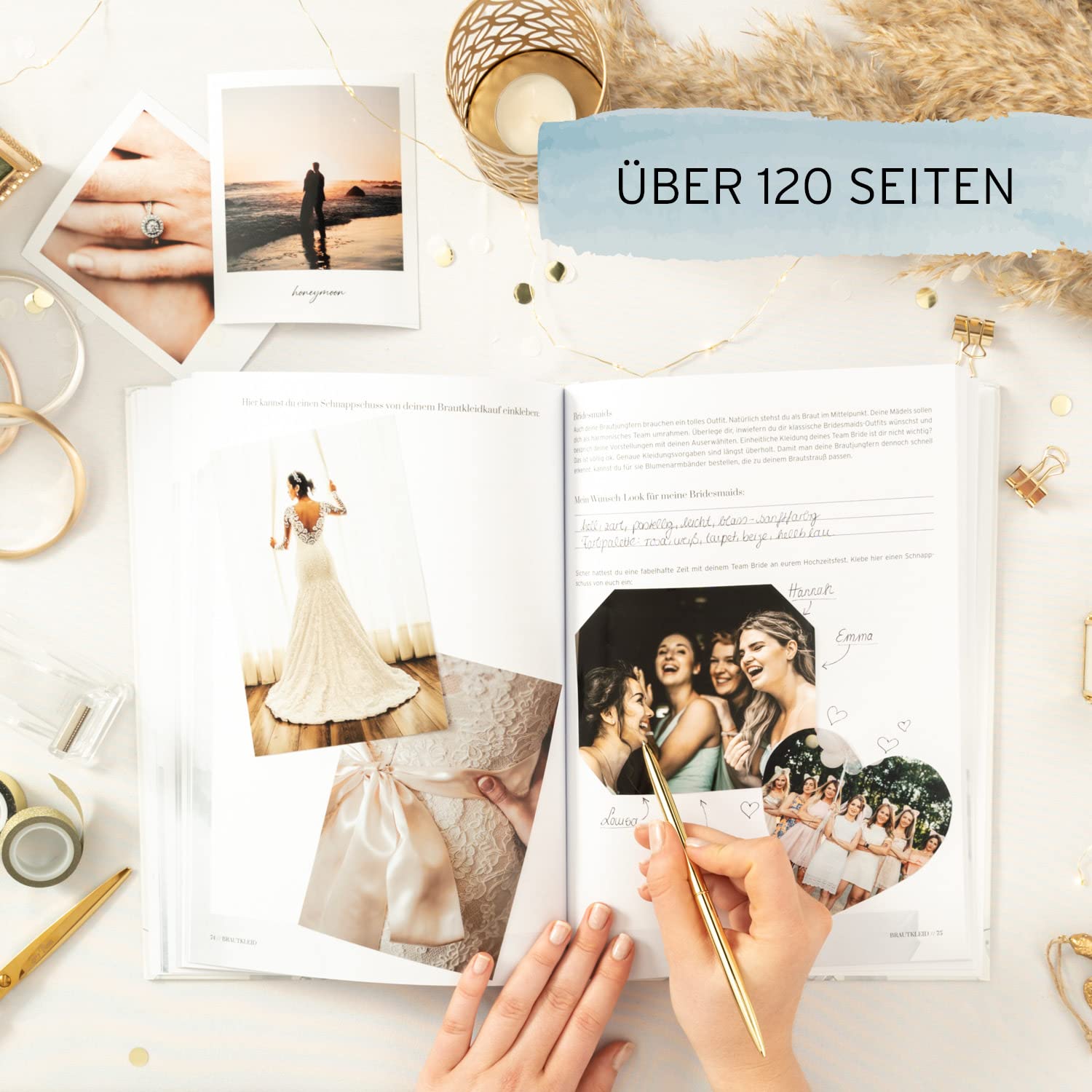 Hochzeitsplaner Buch Din A4 inkl. Roségold Prägung auf der Titelseite - Unser Weg zur Traumhochzeit -Wedding Planner – 120 Seiten für den großen Tag in Premium Papierqualität