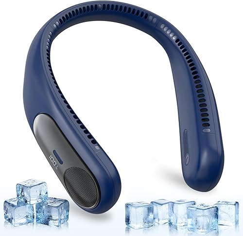 Miniatura 16 de Ventilador de cuello portátil, ventilador personal sin aspas, pantalla LED, 4 velocidades, recargable por USB de 6000 mAh, viento de enfriamiento