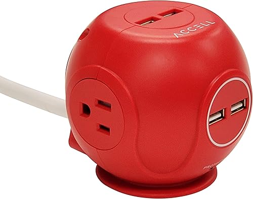 Miniatura 10 de Accell Power Cutie - Protector de sobretensiones compacto con 3 tomacorrientes 540J resistentes a las tensiones y 4 puertos de carga USB-A Power