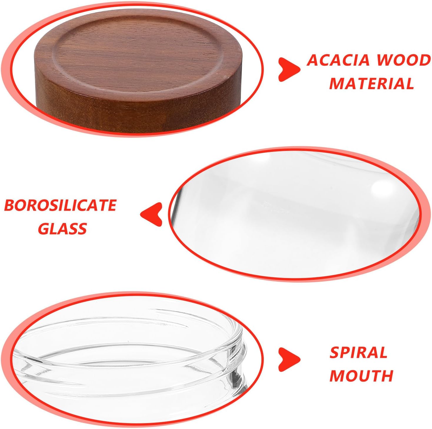 Glass Grain Storage Jar 2800ml with High Borosilicate Glass and Acacia Wood Airtight Lid for Kitchen Coffee Tea Sugar Canister and Dried Food Preservation