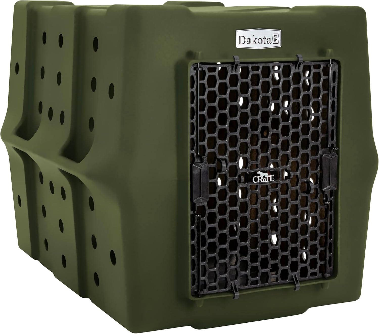 Dakota 283 Canine Rough and Tough Economy Dog Crate w/Removable Two-Way Door - Heavy Duty Outdoor Kennel for Large Breed Dogs (Olive, Large)