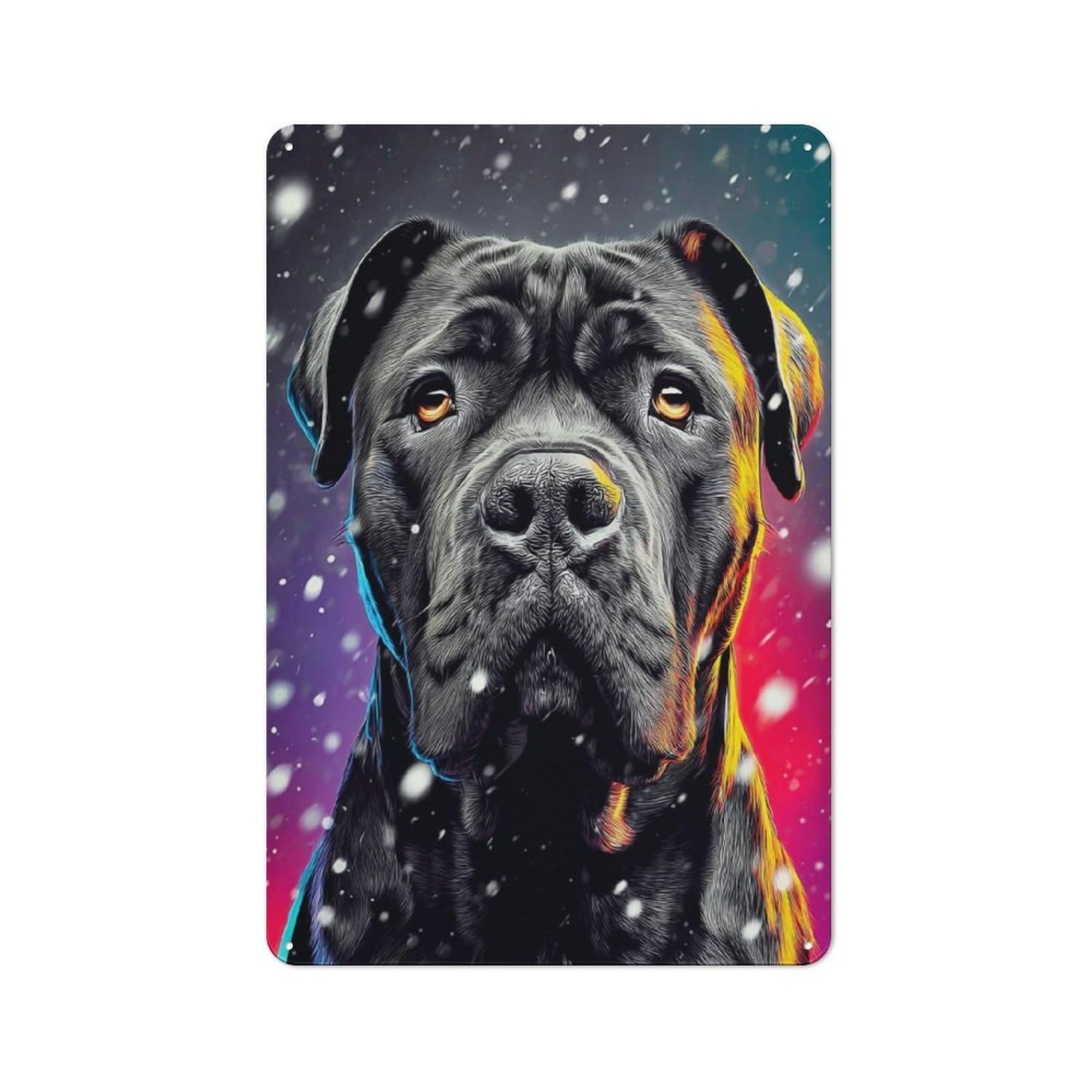 Junmoney Colorful Dog Portrait Artwork Tin Sign 30X20cm With For Living Room Wall, Rustic Decor, For Living Room Decor Lovers