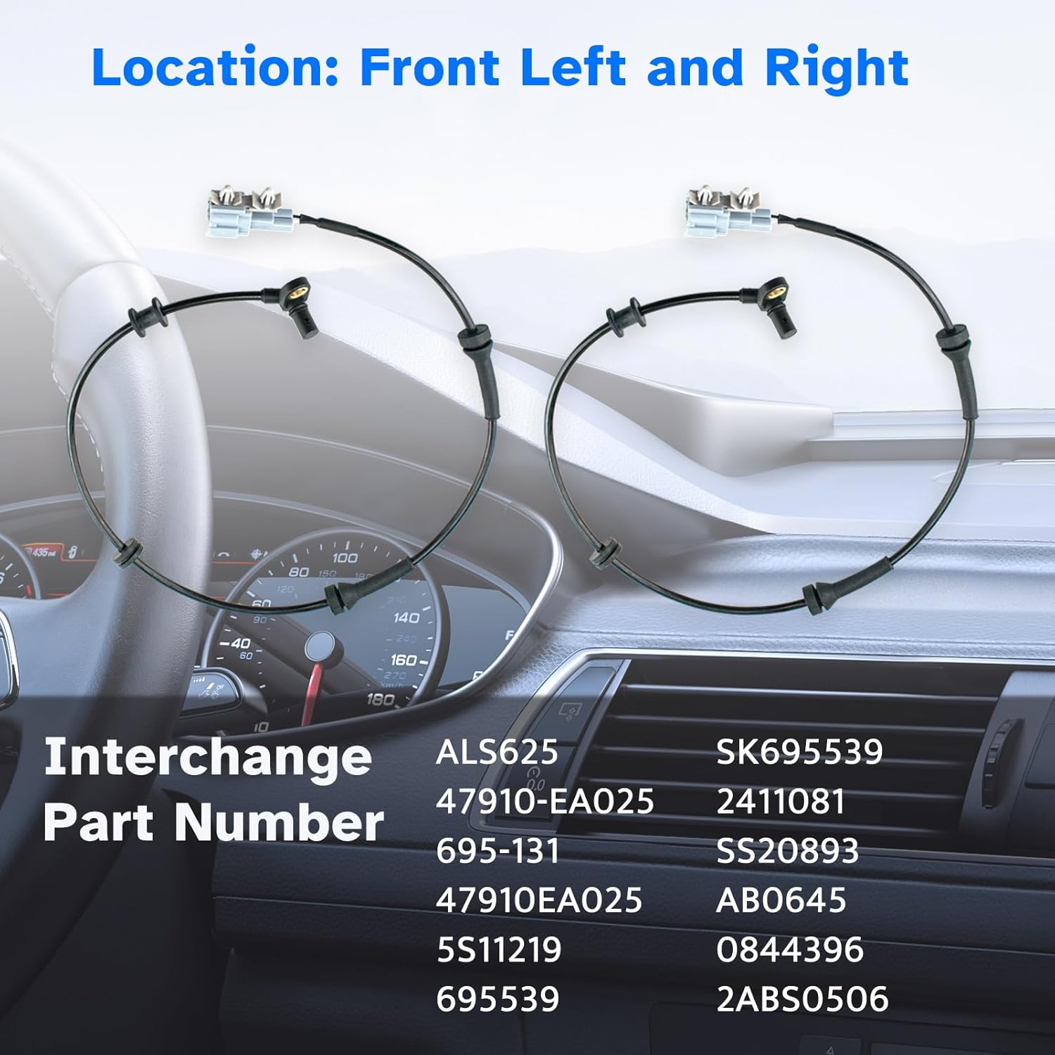 Front ABS Wheel Speed Sensor Left Right fit for Nissan Frontier Pathfinder Xterra 2005 2006 2007 2008 2009 2010 2011 2012 2013 2014 2015 2016 2017, Suzuki Equator 09-12, Driver Passenger, ALS625