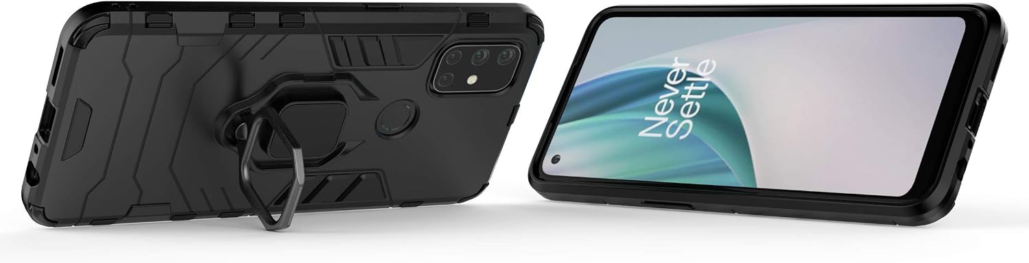 Palbyes for Oneplus Nord N10 5G Case, Ultra-Thin Anti-Slip 360 ° Metal Ring Fixed Bracket Magnetic Suction Mobile Phone Case for Oneplus Nord N10 5G (Black)