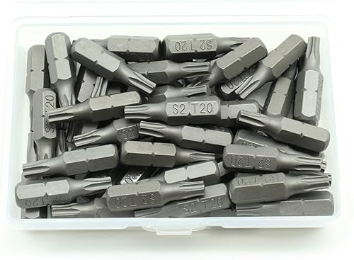 Vista 44 de 50 piezas T30 Torx Star 6 Point T-30 Impact Ready 1 pulgada de largo Destornillador Insertar Bits Hex Shank con ranura de liberación rápida Estándar