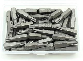 50 pc T20 Torx Star 6 Point T-20 Impact Ready 1 Inch Long Screwdriver Insert Bits Hex Shank with Quick Release Slot