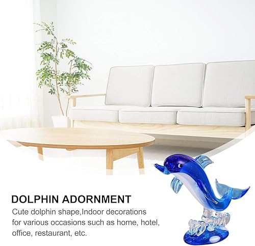 Miniatura 9 de BESPORTBLE Adorno de mesa de delfín, figura de delfín de cristal azul, estatua de animales marinos, escultura, pisapapeles, coleccionable, vida