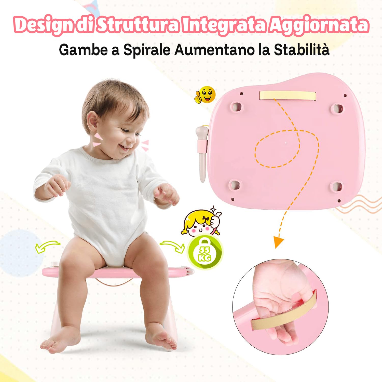 Smasiagon Lavagna Magnetica per Bambina 1 Anno, Grande Magica Cancellabile Scrittura Tablet con Le Gambe, Giocattolo Educativo e Regalo per Bambini 1 2 3 Anni (Rosa Chiaro)