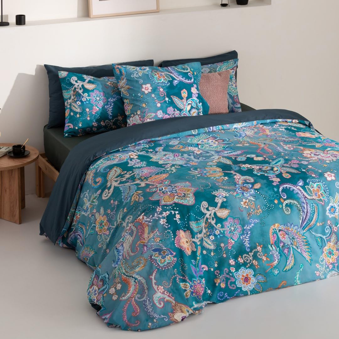 ETHERE Copripiumino Romain per letto da 180 cm, copripiumino 260 x 240, 100% cotone 200 fili, extra morbido, chiusura con bottoni nascosti