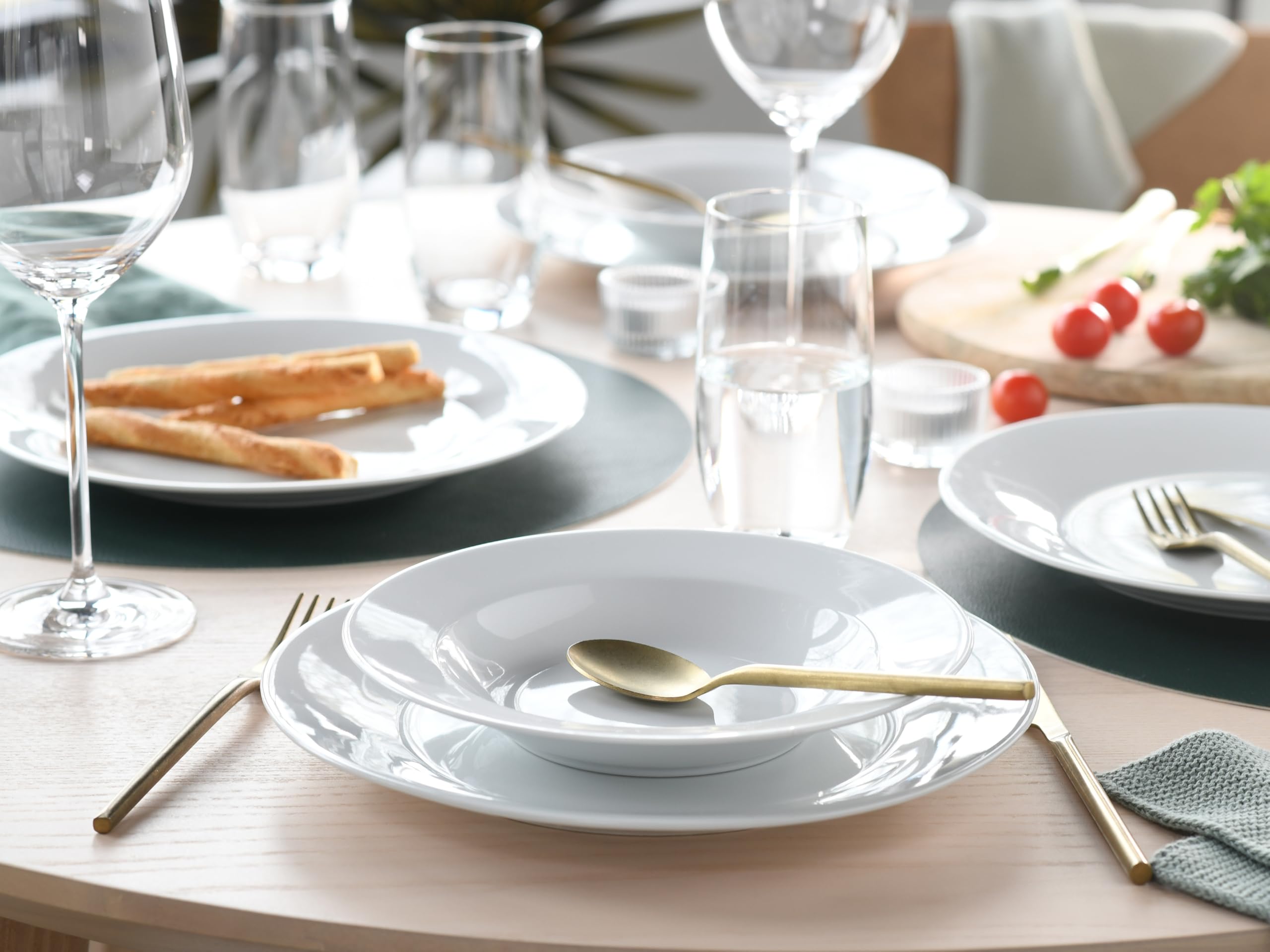 CreaTable, Serie Base Weiss, 30-teiliges Kombiservice aus Porzellan | Geschirrset, spülmaschinen- und mikrowellengeeignet, Qualitätsproduktion, 24533