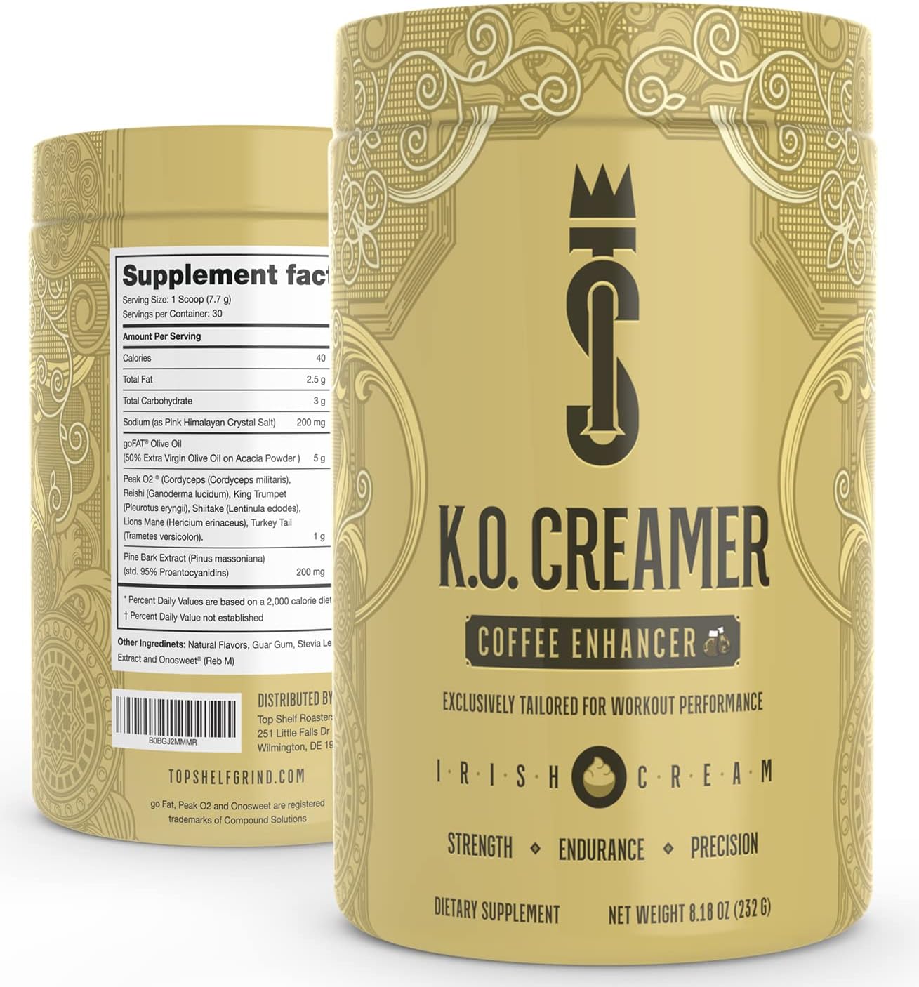 KO Mushroom Coffee Creamer, Stim Free Muscle Builder/Gainer Endurance Pre Workout with Peak O2 (New Age Shroom Tech), Caffeine Free Superfood Nitric Oxide Booster