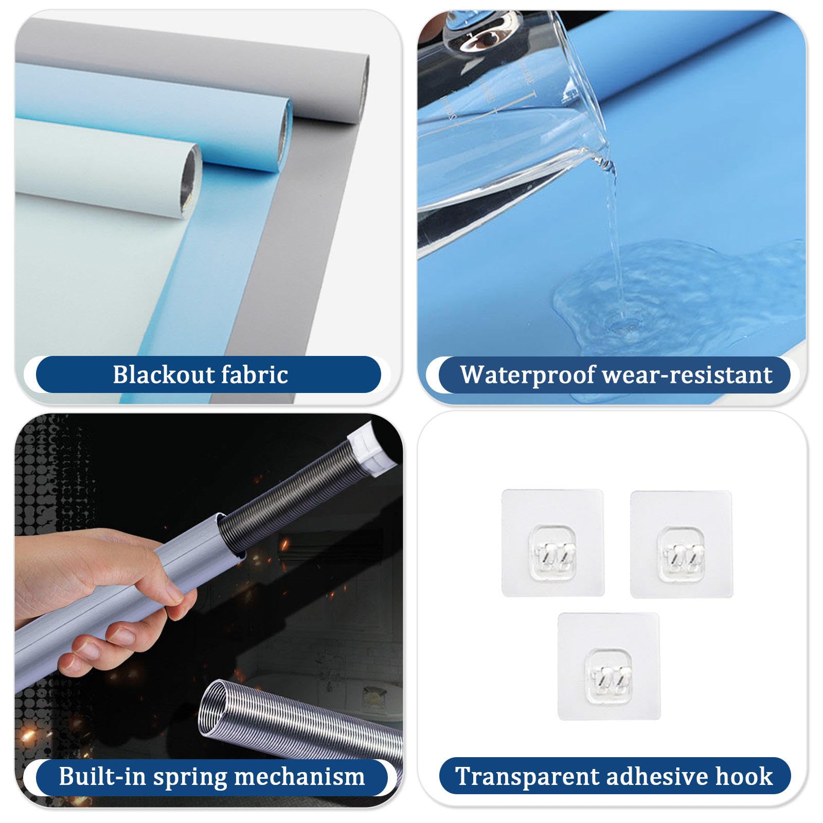 Estor enrollable retráctil – Control de luz ajustable con ventosa, aislamiento de privacidad, tratamiento para ventanas, 32 – 150 cm de ancho, uso doméstico y oficina, color blanco lechoso, 110 x 200