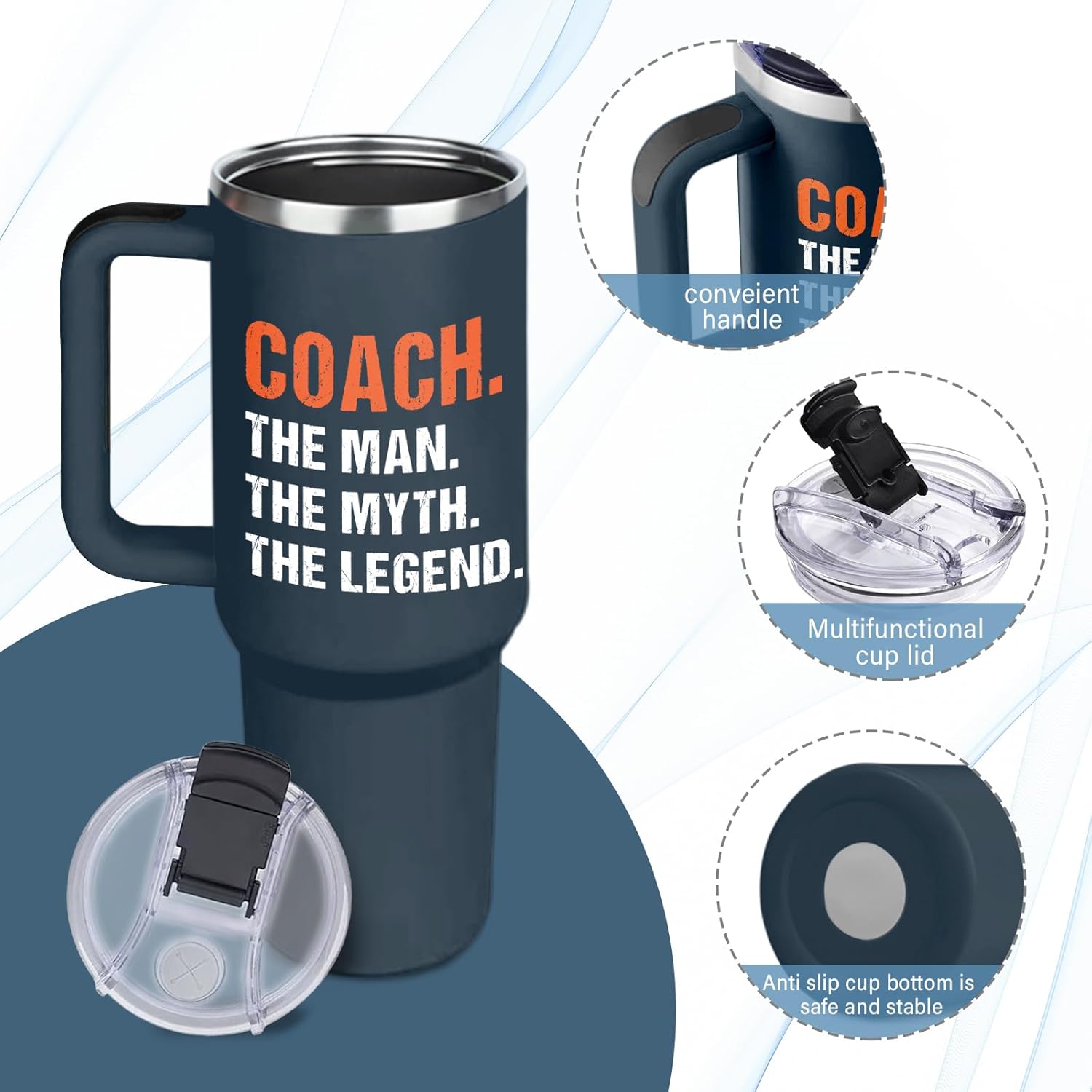 Coach Gifts - 30 Oz Coach Nutriton Facts Tumbler, The Man The Myth The Legend - Christmas Birthday Cheer Coachs Gifts, Soccer Softball Basketball Swim Coachs Appreciation Gift for Him - Image 3