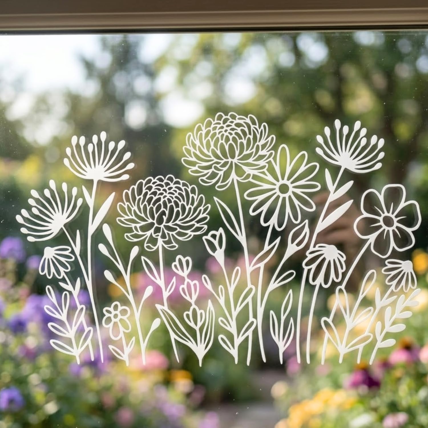 2 PCS Wildflower Car Stickers for Window, Laptop, Bottle and Book, 6.5" White Vinyl Floral Decals, Cute Flower Bumper Stickers for Cars and Trucks, Waterproof Automotive Decal Pack for Women