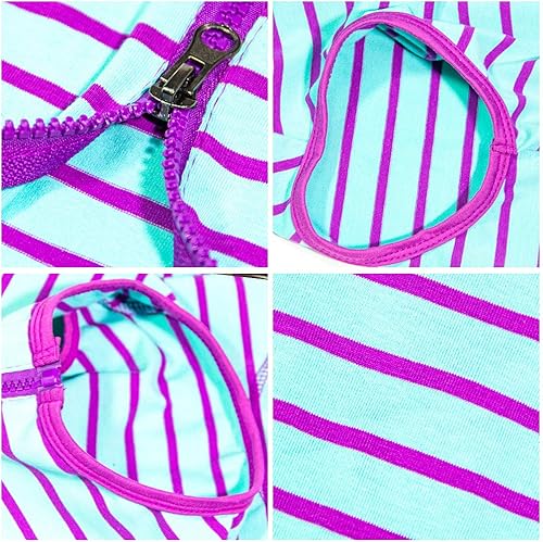 Miniatura 2 de Traje de recuperación para perros, camisa poscirugía para perros machos, ropa protectora alternativa para heridas con cuello E (rayas moradas, XL)