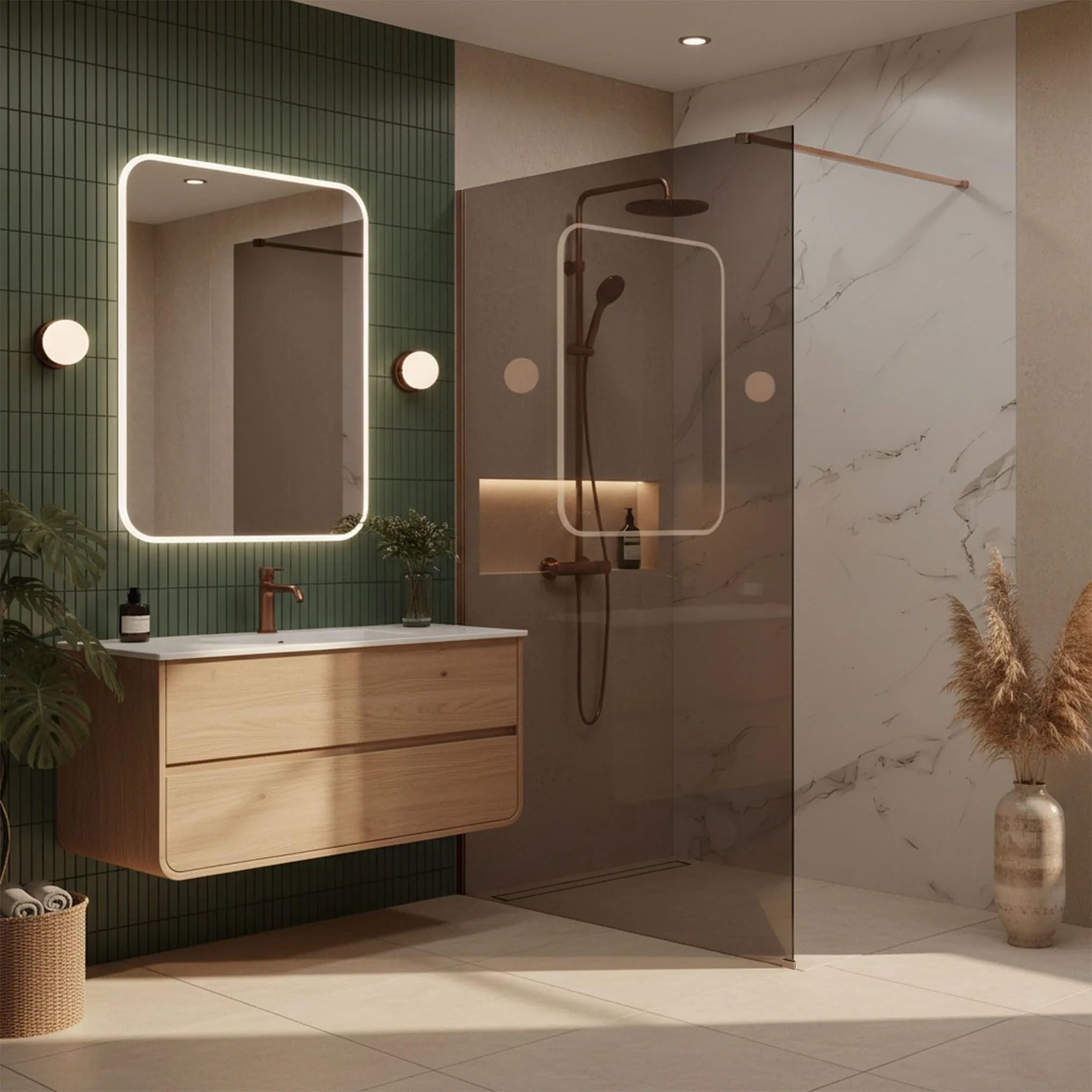 Rea paroi de douche, Flexi Brown 140, Cuivre brossé