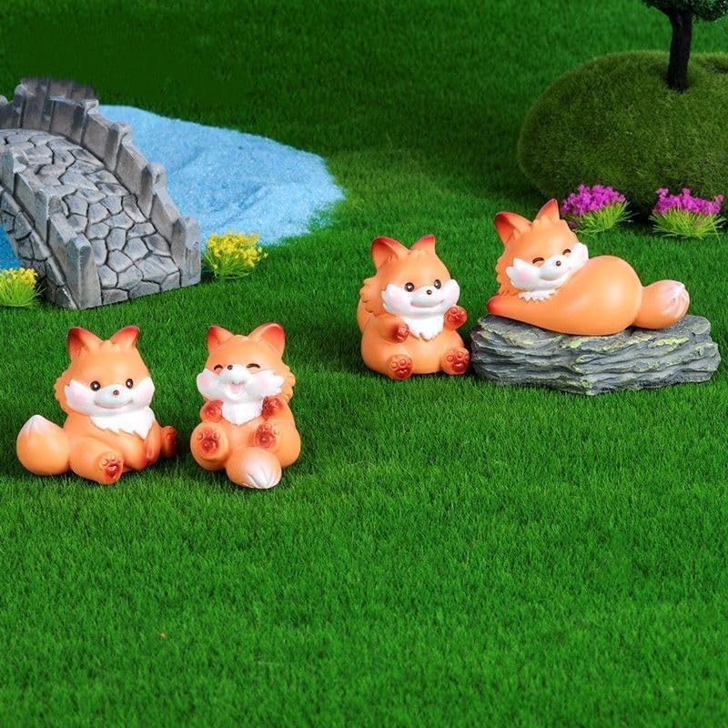 8Pcs Cartoon Mini Fox Figurines Miniature Foxes Figures Resin Woodland Animal Cake Topper for DIY Fairy Garden Micro Landscape Birthday Craft Decorations - Image 5