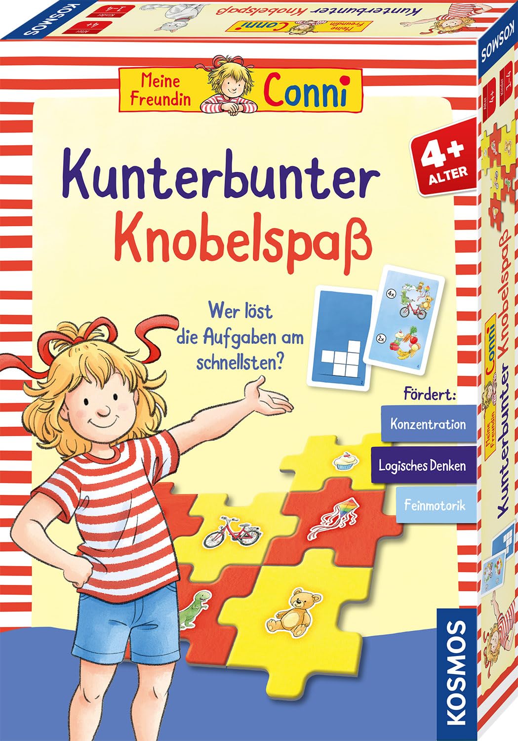 Kosmos 685270 Meine Freundin Conni - Kunterbunter Knobelspaß, Lernspiel für Kinder ab 4 Jahre, Brettspiel fördert mit fünf Spielen Konzentration, logisches Denken und Feinmotorik