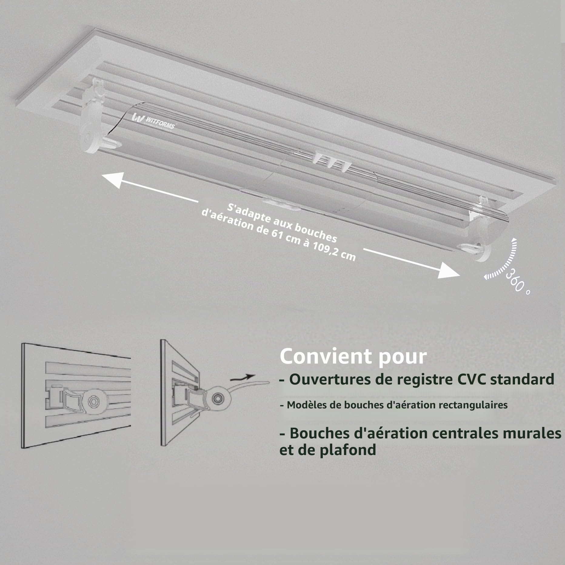 Witforms Déflecteur d'air AC réglable pour climatisation centrale et grille Améliore la circulation du refroidissement et du chauffage